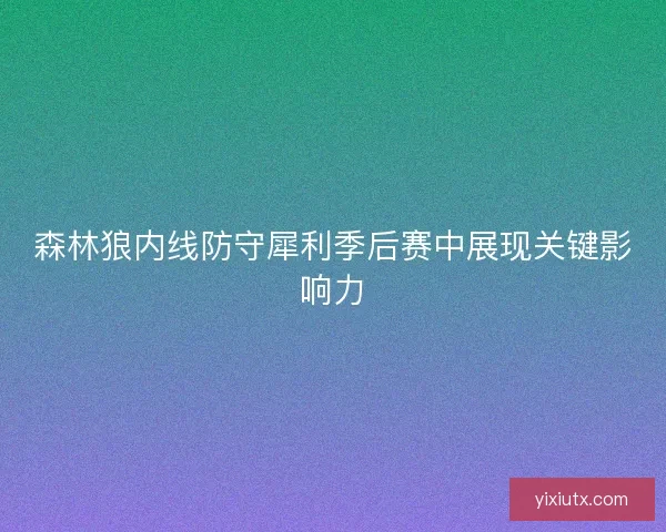 森林狼内线防守犀利季后赛中展现关键影响力